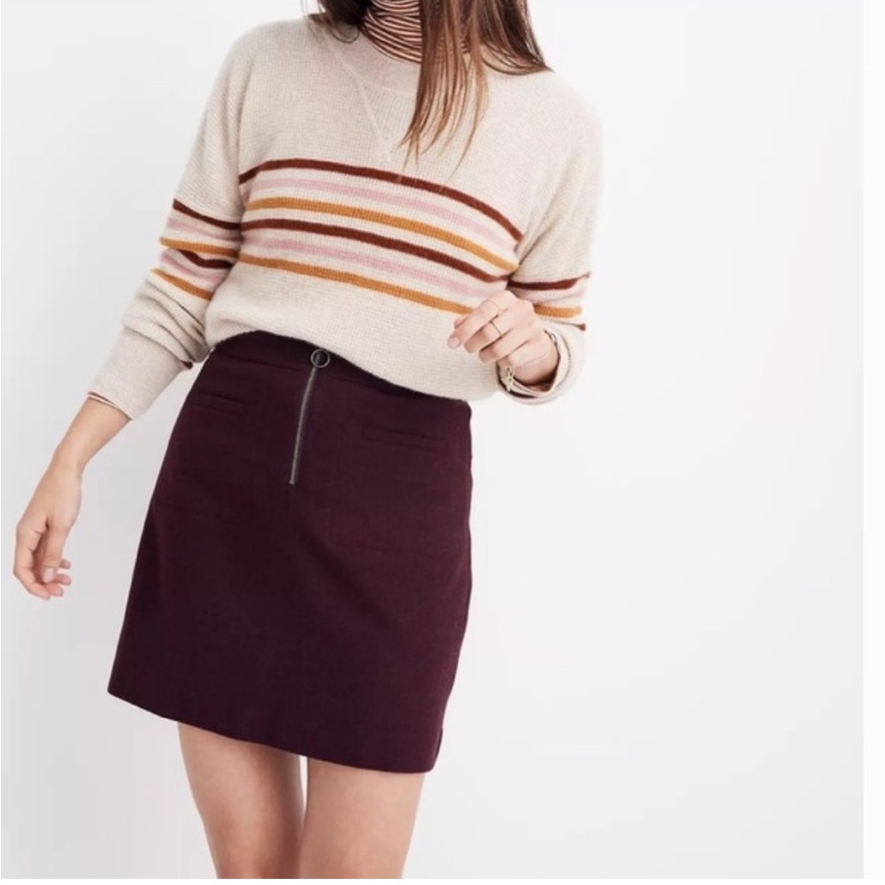 Madewell Size 12 Burgundy Fireside Mini Skirt